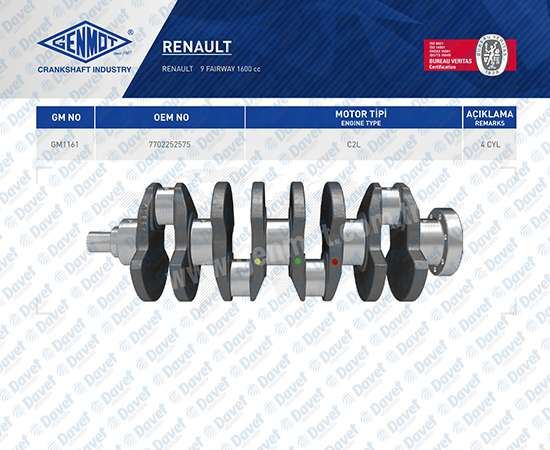 GENMOT GM1161 Krank Mili Renault R9 R19 Fairway 1.6 C2l
